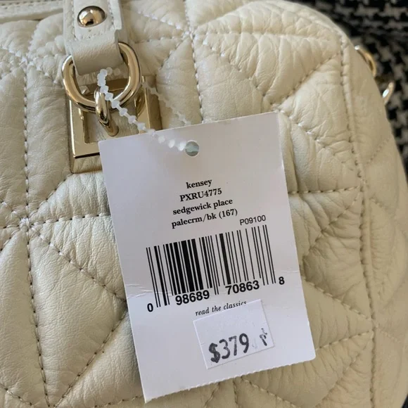 NWT KATE SPADE White/Black SEDGEWICK PLACE KENSEY QUILTED PURSE